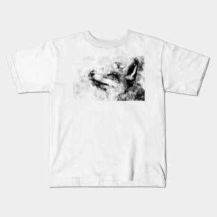 Red Fox Black and White Watercolor 01 Kids T-Shirt
